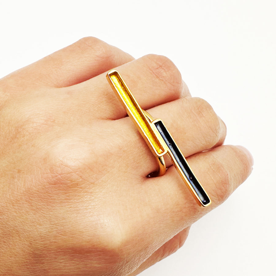 ANILLO BARRAS MOSAICO -Oro