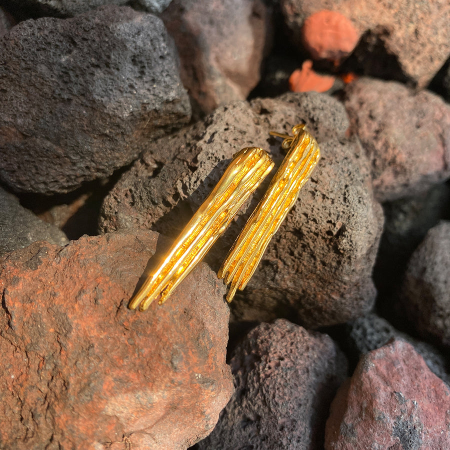 Aretes Cascada Rectangular -Oro