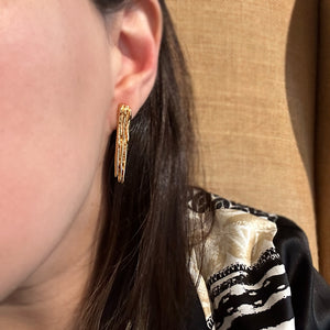 Aretes Cascada Rectangular -Oro