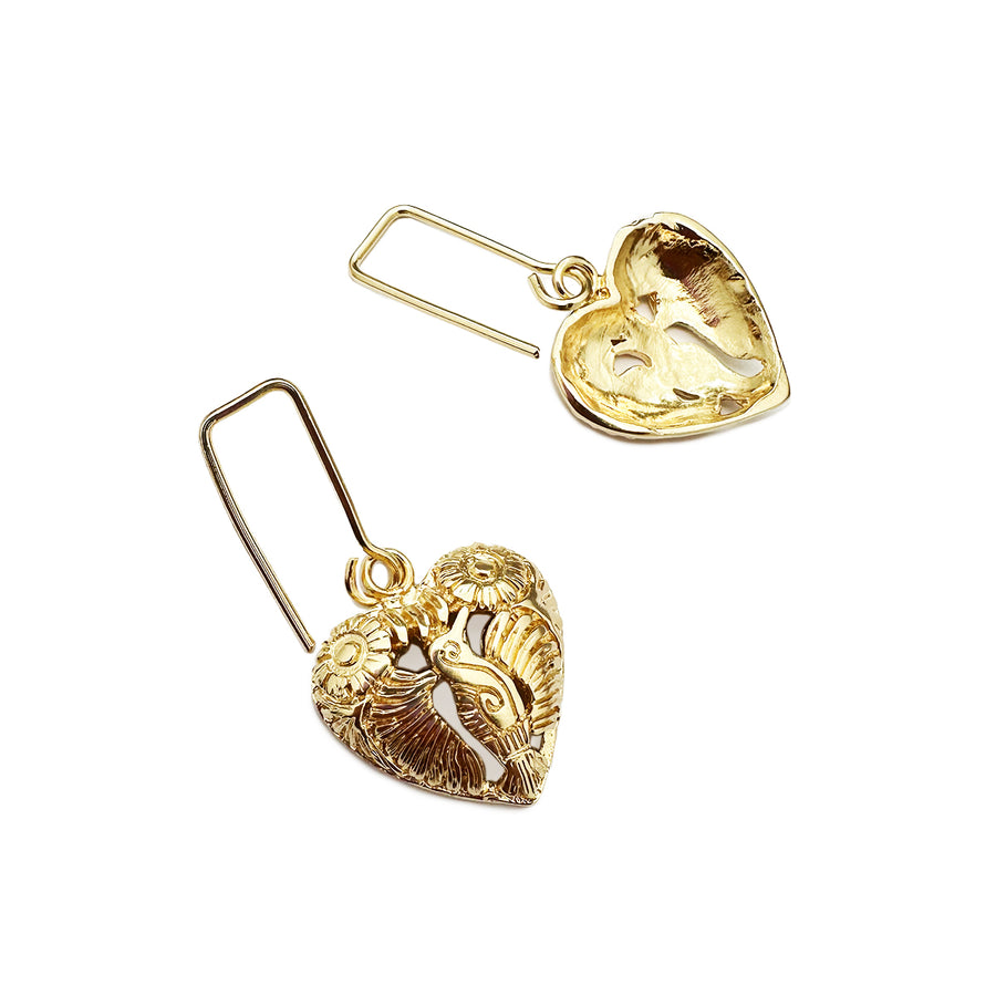 Aretes Corazón Oaxaca Oro