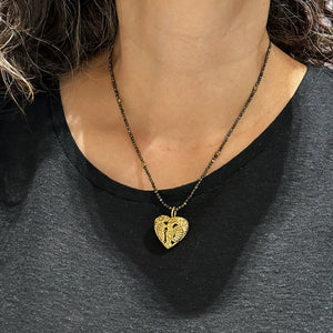 DIJE CORAZON COLIBRI -PLATA DORADA