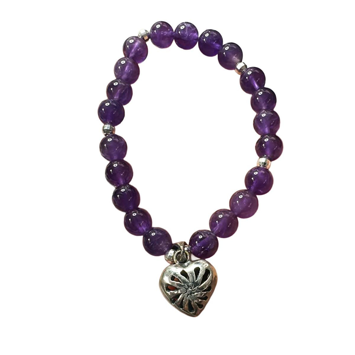 PULSERA CORAZON MATICES - PLATA