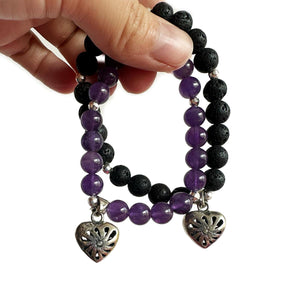 PULSERA CORAZON MATICES - PLATA