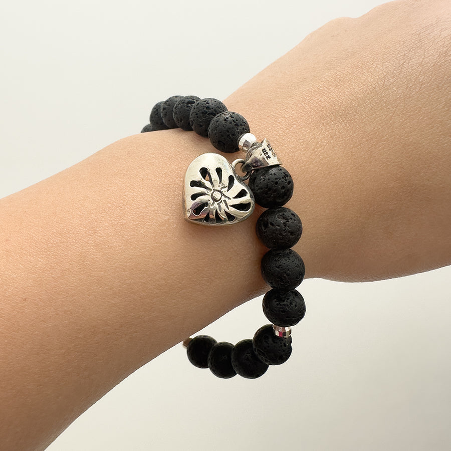 PULSERA CORAZON MATICES - PLATA