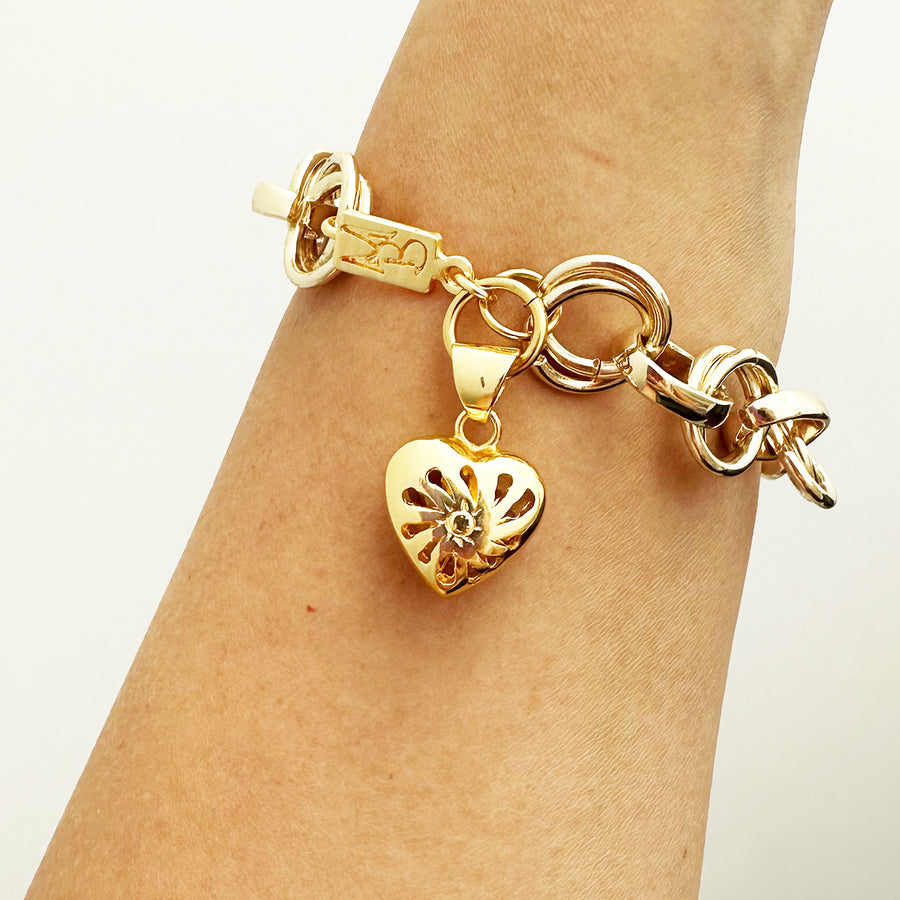 PULSERA CORAZON ENCADENADO - DORADO