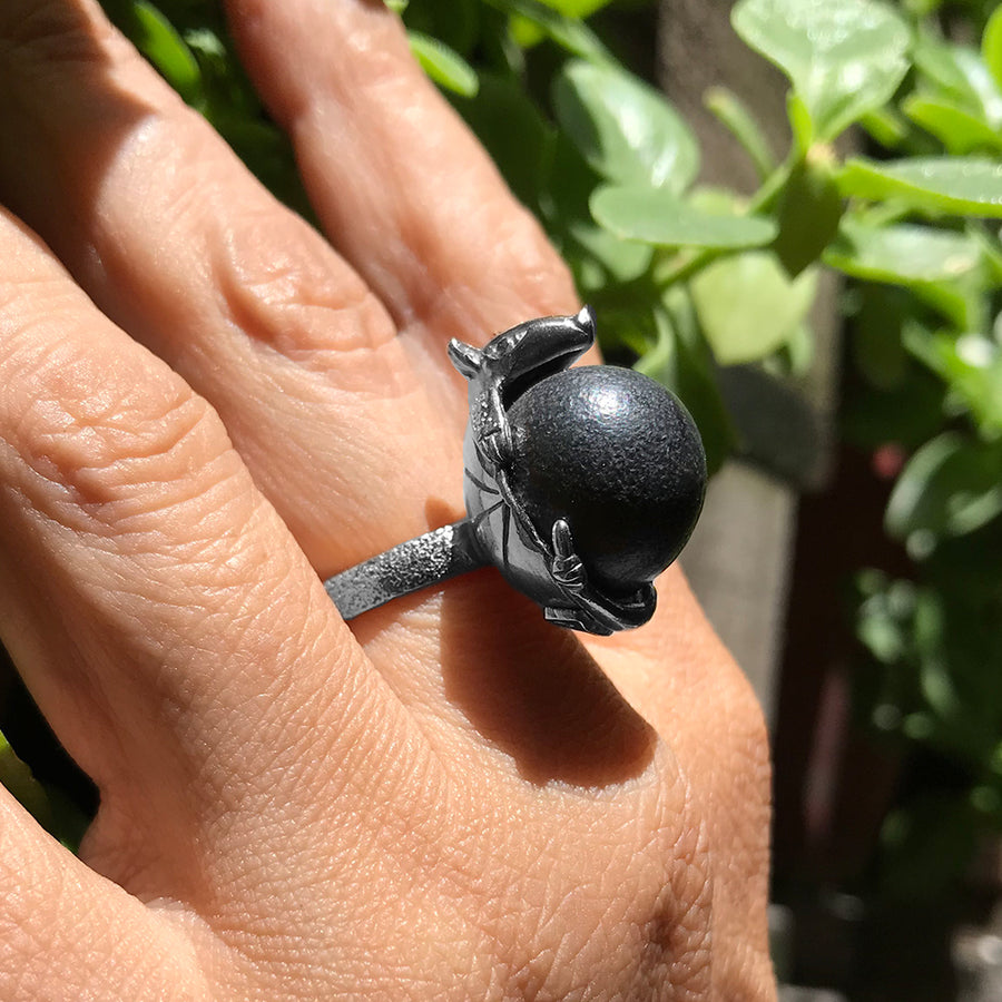 Anillo Armadillo Panzón - Plata Pavonada