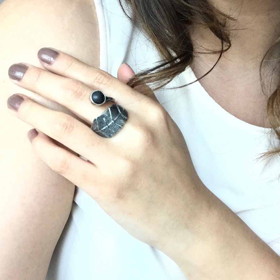 Anillo Hoja  -Plata