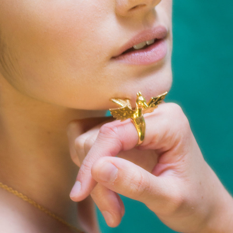 Anillo Sirena en Chapa de Oro