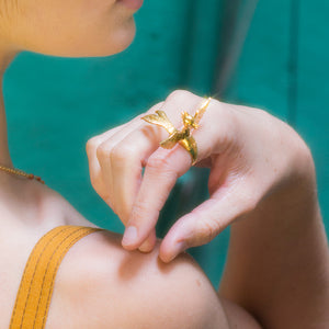 Anillo Sirena en Chapa de Oro
