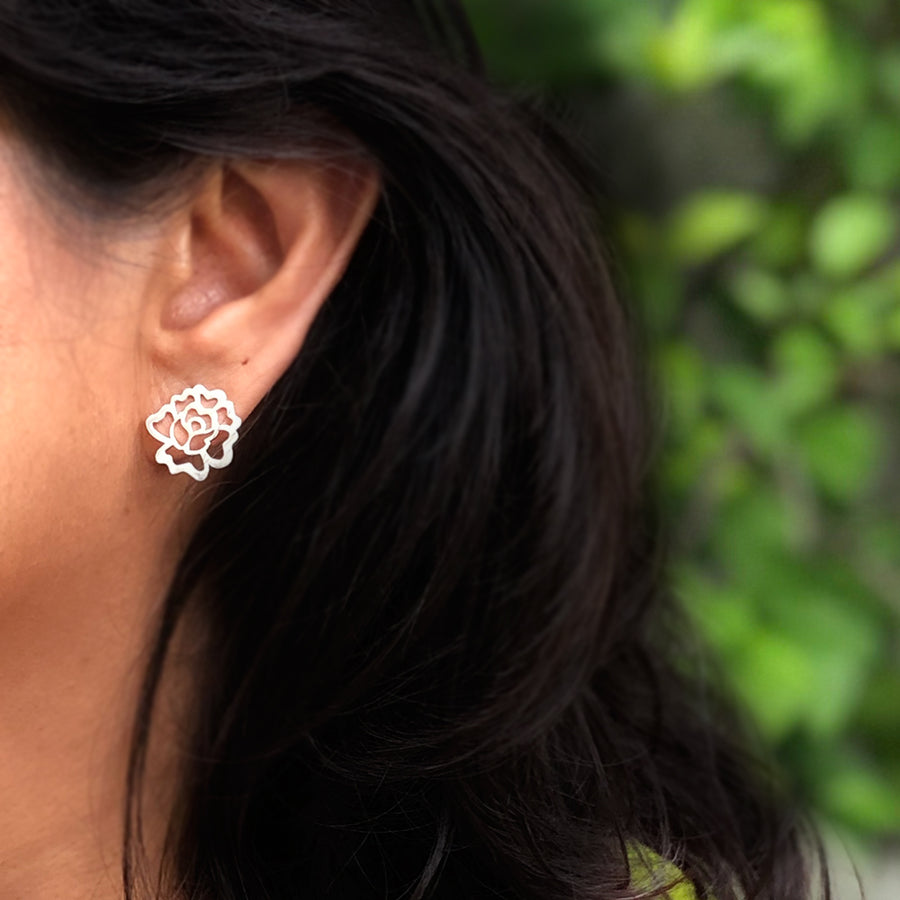 Aretes Broquel Flor del Istmo - Plata