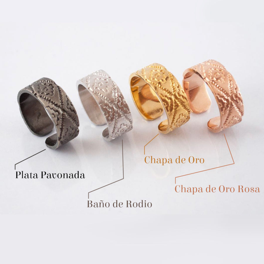 Anillo Chenteño Angosto - Plata Pavonada