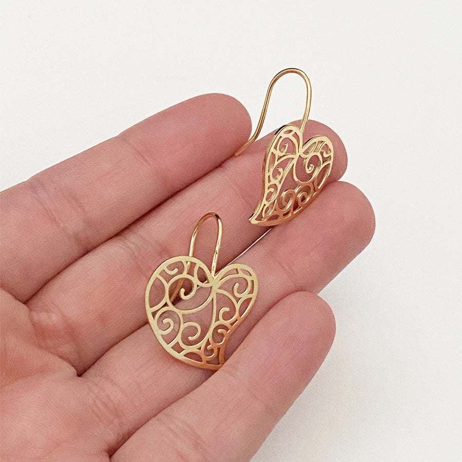 Aretes Corazón Fortaleza - Oro