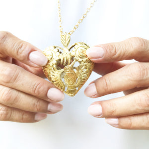 Corazón Colibrí  Grande -Oro
