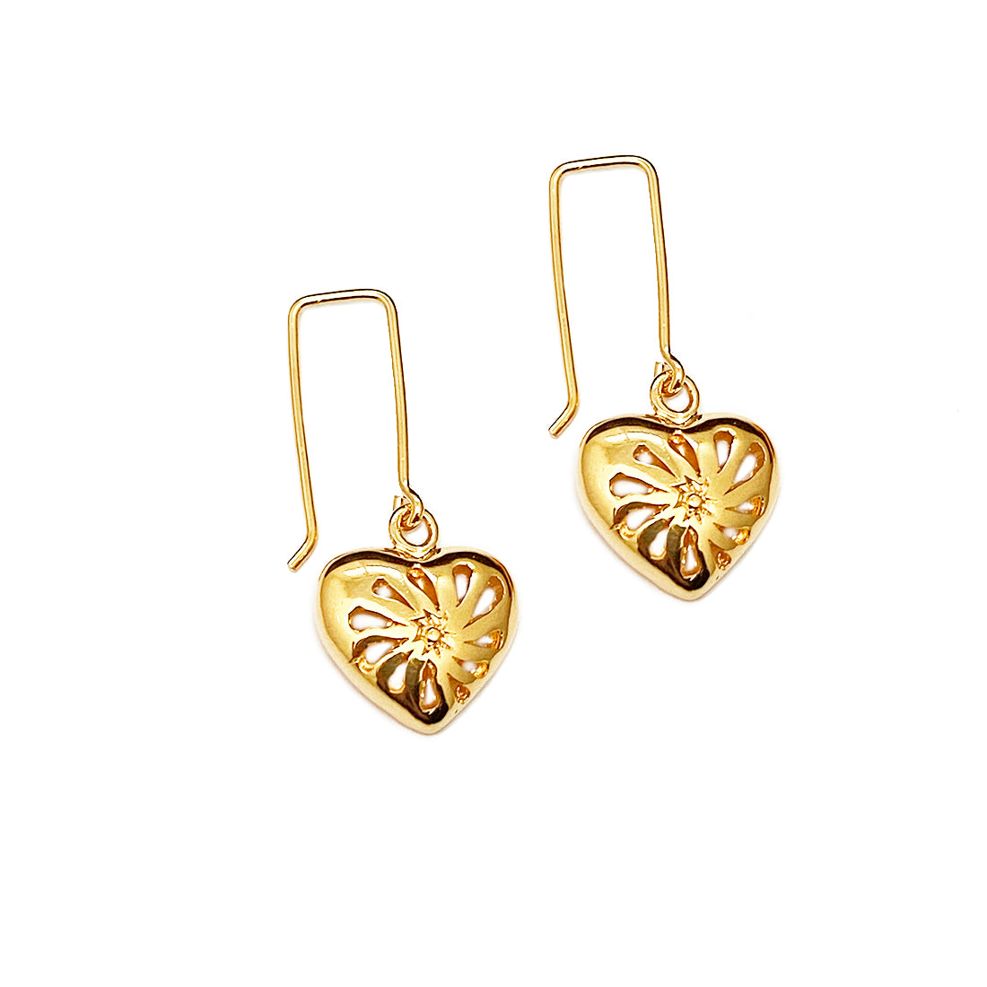Aretes Corazón Partido  -Oro