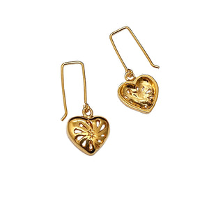 Aretes Corazón Partido  -Oro